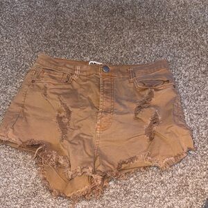 Rewash Distressed Brown Jean Shorts